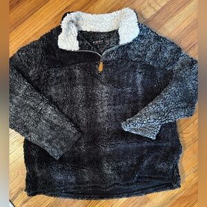 Quarter 1/4 zip Sherpa Pullover - grey, black & white